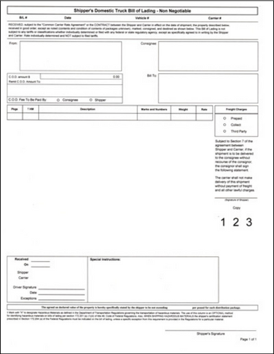 Inland Bill of Lading