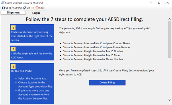 Submitting your AES information via Shipping Solutions export software